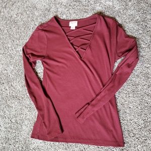 Maroon long sleeve shirt